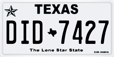 TX license plate DID7427