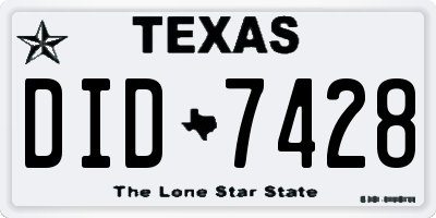TX license plate DID7428
