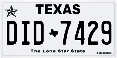 TX license plate DID7429