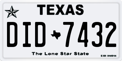 TX license plate DID7432