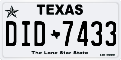 TX license plate DID7433