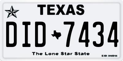 TX license plate DID7434