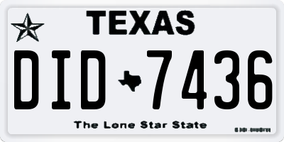TX license plate DID7436