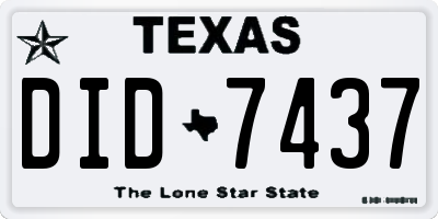 TX license plate DID7437