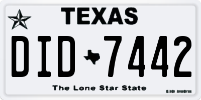 TX license plate DID7442