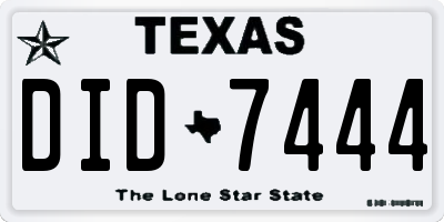 TX license plate DID7444