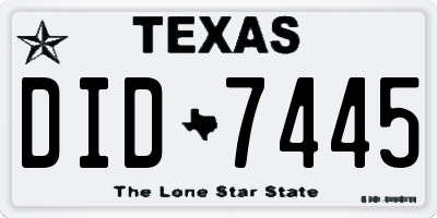 TX license plate DID7445