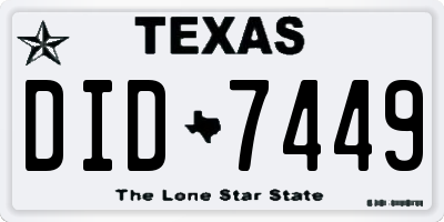 TX license plate DID7449
