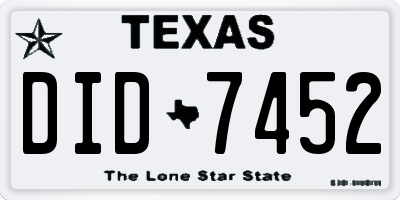 TX license plate DID7452