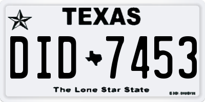 TX license plate DID7453