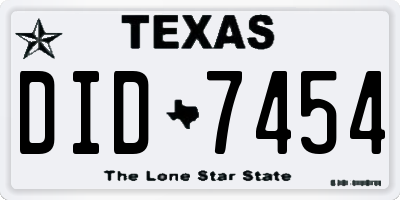 TX license plate DID7454