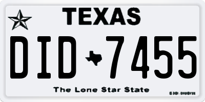 TX license plate DID7455