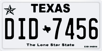 TX license plate DID7456