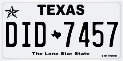 TX license plate DID7457