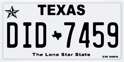TX license plate DID7459