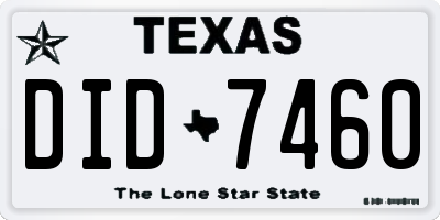 TX license plate DID7460