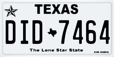 TX license plate DID7464