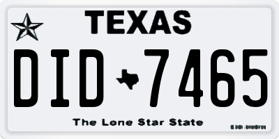 TX license plate DID7465