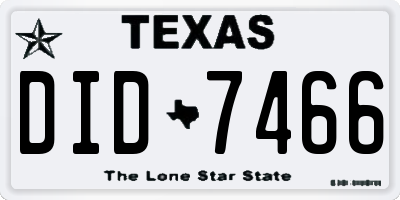 TX license plate DID7466