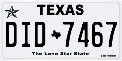 TX license plate DID7467