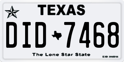 TX license plate DID7468
