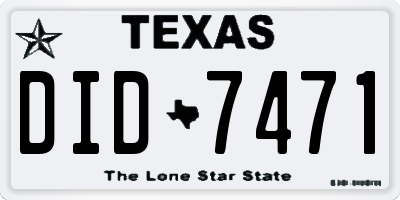 TX license plate DID7471