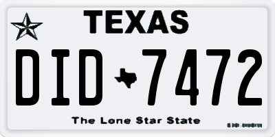 TX license plate DID7472