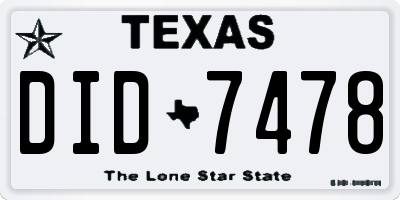 TX license plate DID7478