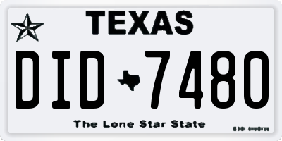 TX license plate DID7480