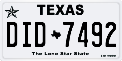 TX license plate DID7492