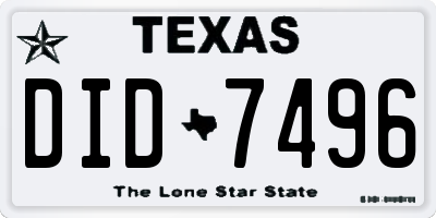 TX license plate DID7496
