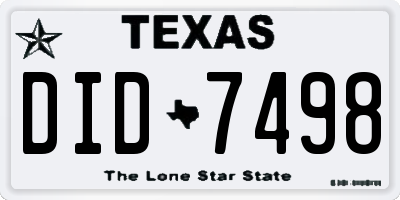 TX license plate DID7498