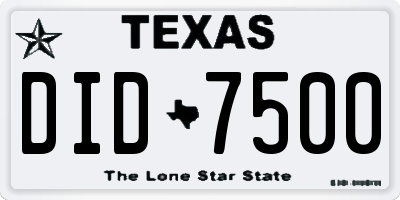 TX license plate DID7500