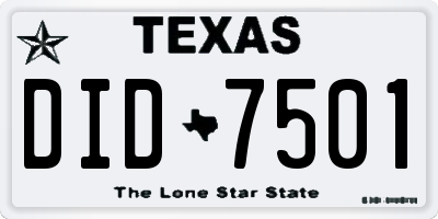 TX license plate DID7501