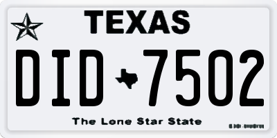 TX license plate DID7502