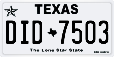 TX license plate DID7503