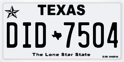 TX license plate DID7504