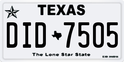 TX license plate DID7505