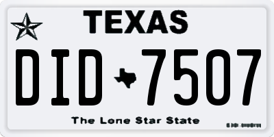 TX license plate DID7507