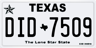 TX license plate DID7509