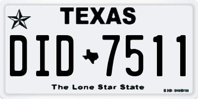 TX license plate DID7511