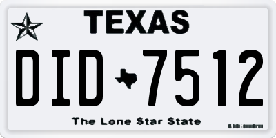 TX license plate DID7512