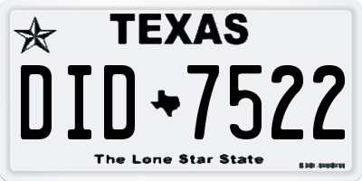 TX license plate DID7522