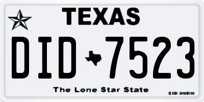 TX license plate DID7523