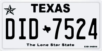 TX license plate DID7524