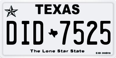 TX license plate DID7525