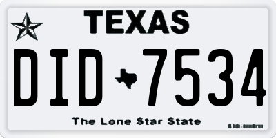 TX license plate DID7534