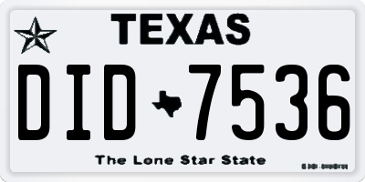 TX license plate DID7536