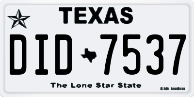 TX license plate DID7537