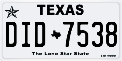 TX license plate DID7538